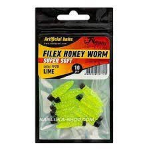 Veštački crvić Honey worm 10 kom/pakovanje-svetlo zeleni sa šljokicama i crnom glavom